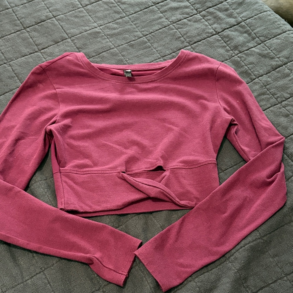 Women's Long Sleeve Crop Top - Pink